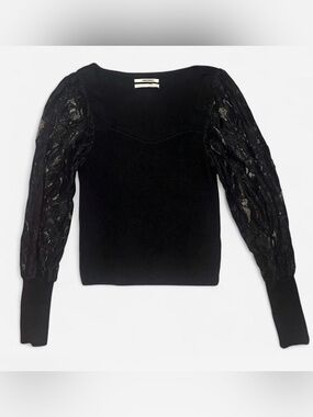 Anthropologie GorpCore Emo Black Lace Knit Blouse